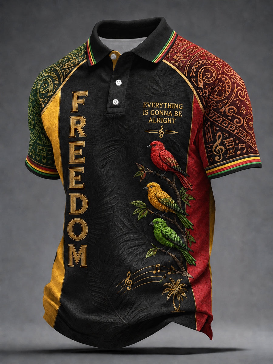 Retro Reggae-Style Casual Polo Shirt