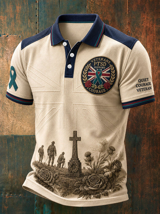 Men's UK Veteran PTSD Awareness Printed Casual Tops