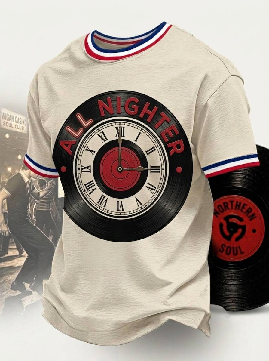 Men's Retro Northern Soul Print Casual Tee