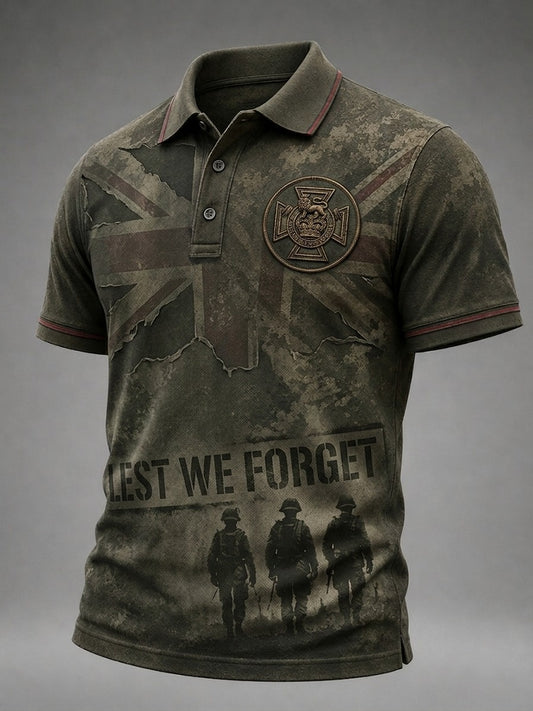 Men's British veteran print polo t-shirt