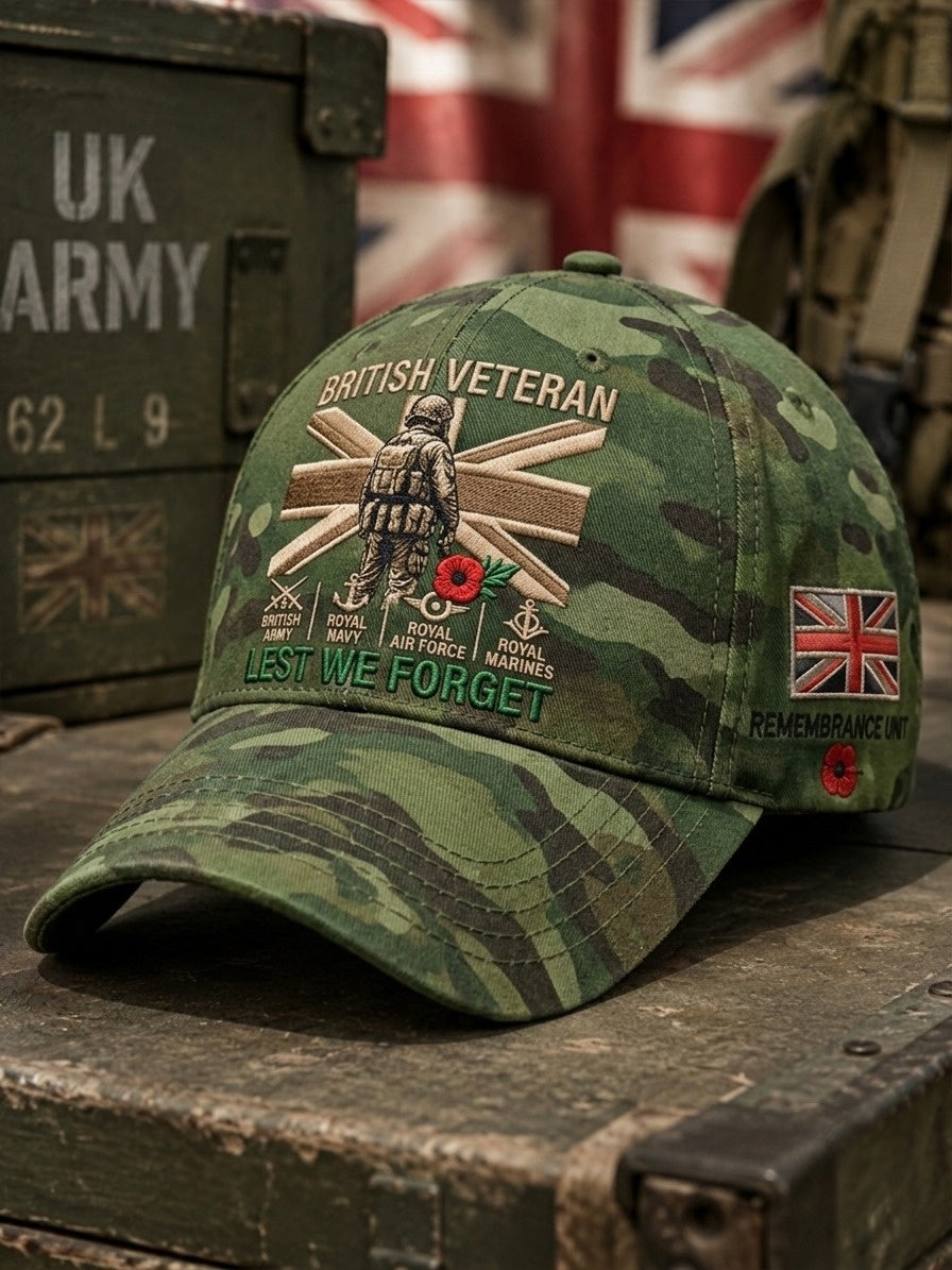 Vintage Veteran Memorial Graphic Print Hat