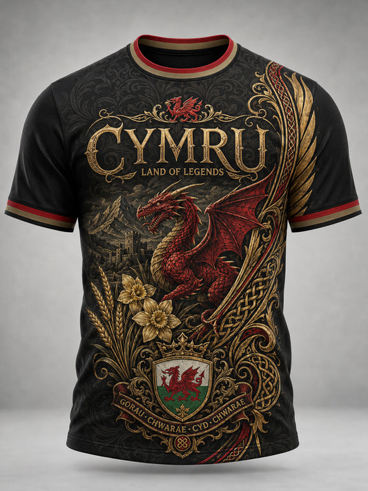 Men's Welsh Cultural Element Art Print T-Shirt