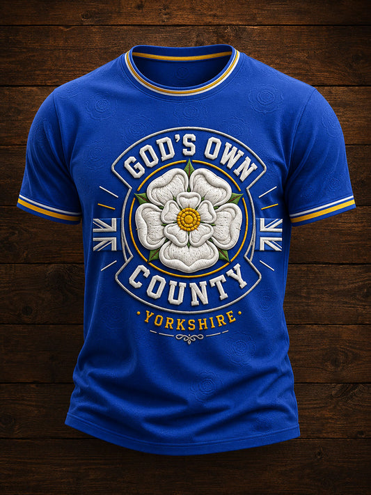 Men's England Yorkshire Day White Roses Art Printed T-shirt