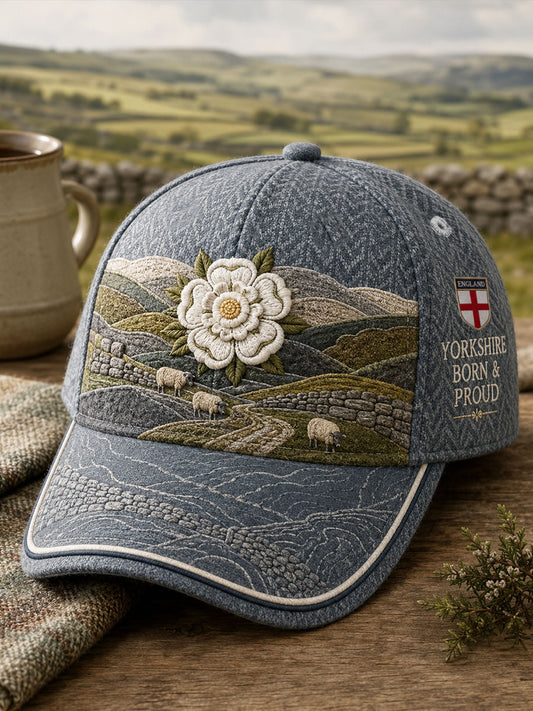 Unisex England Yorkshire Day White Roses Art Printed Hat