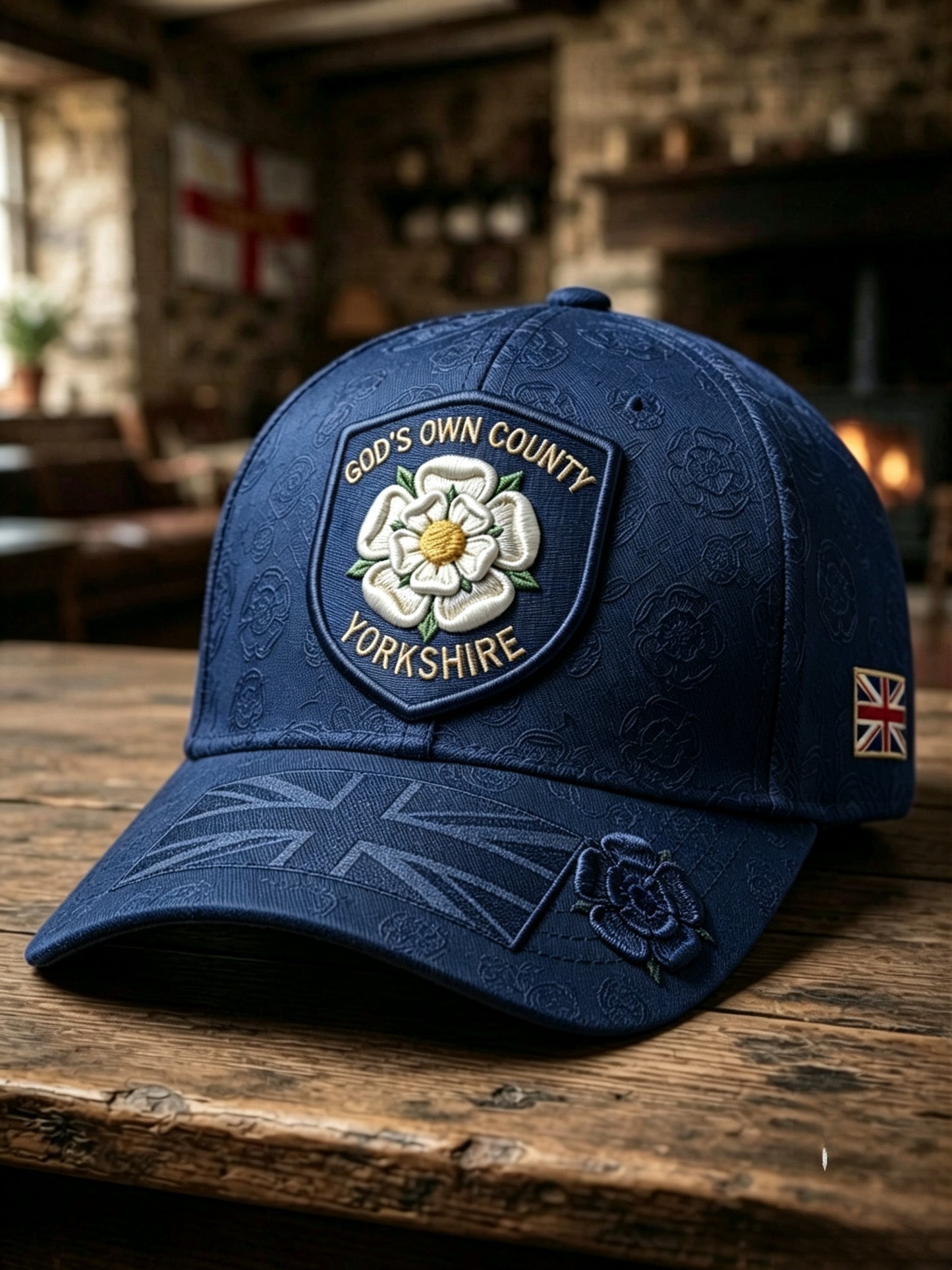 Unisex England Yorkshire Day White Roses Art Printed Hat