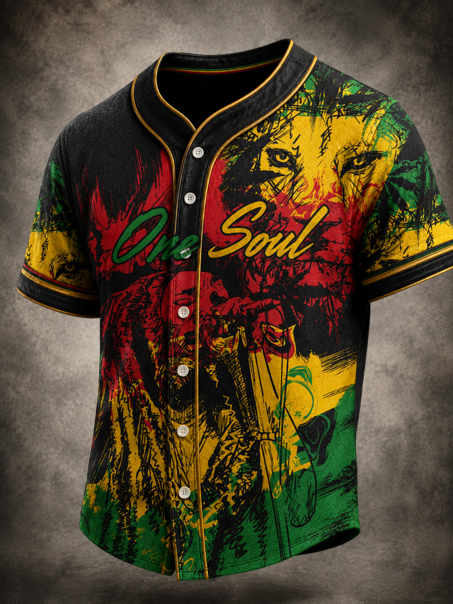 Retro Reggae Music Abstract Art Casual Shirt