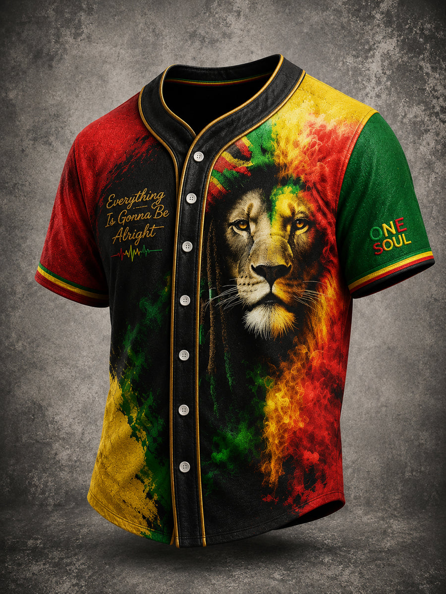 Retro Reggae Music Lover Lion Art Casual Shirt