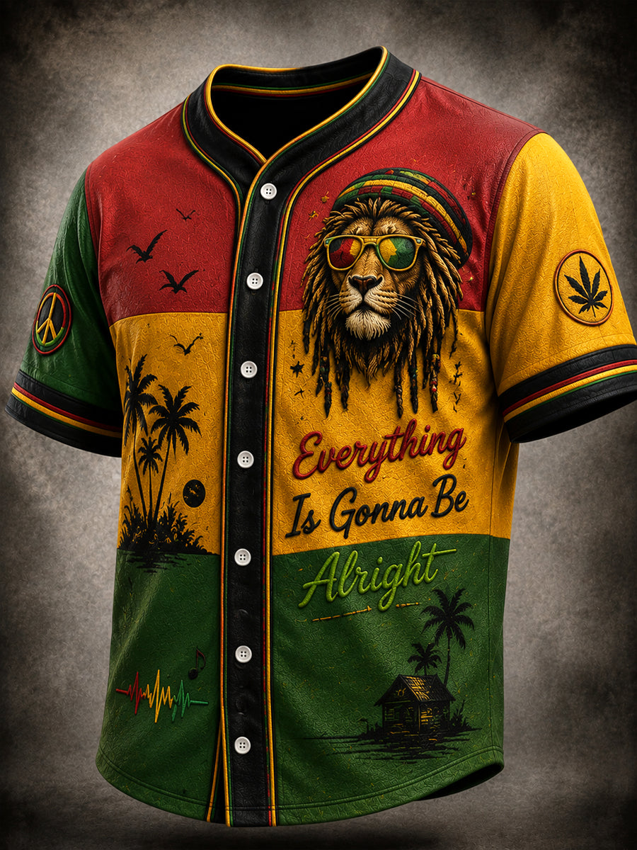 Retro Reggae Music Lover's Lion Casual Shirt