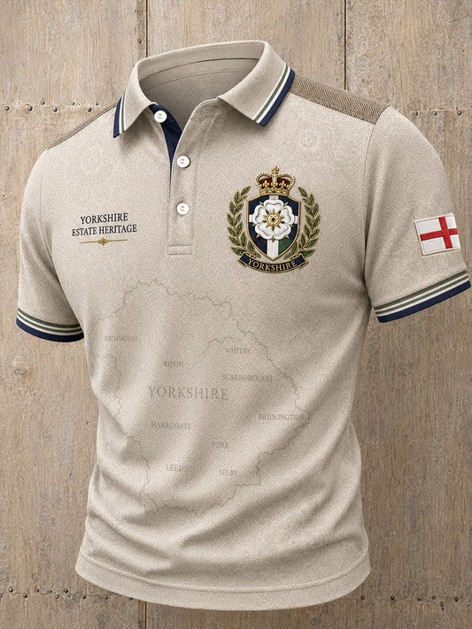 Men's Yorkshire White Roses Art Printed Casual Tops