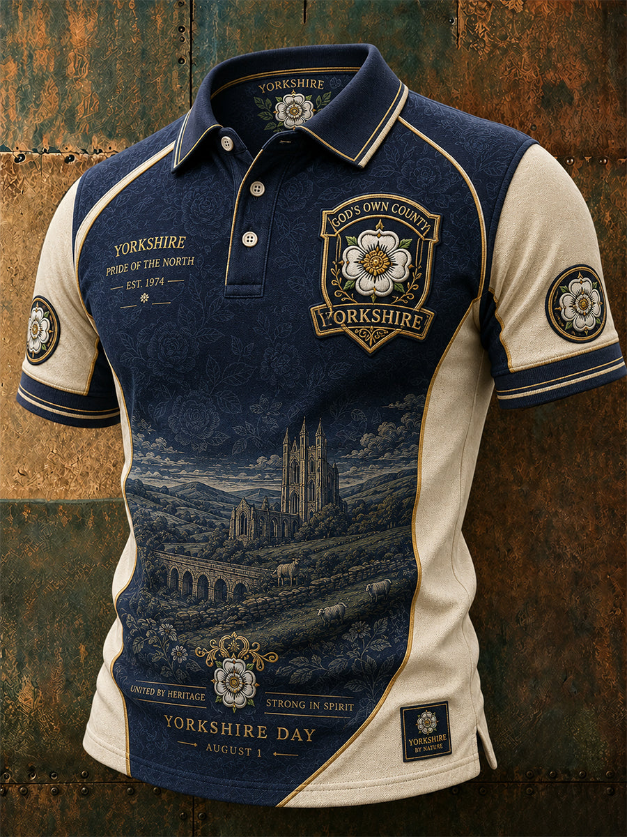 Men's England Yorkshire Day White Roses Art Printed Casual Tops