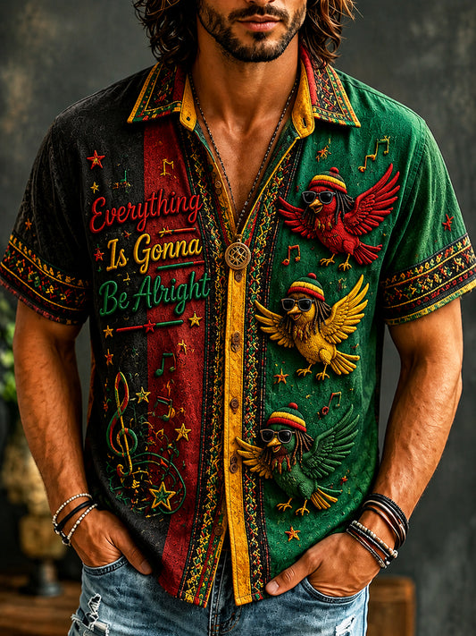 Men's Retro Reggae-Style Striped Casual Shirt