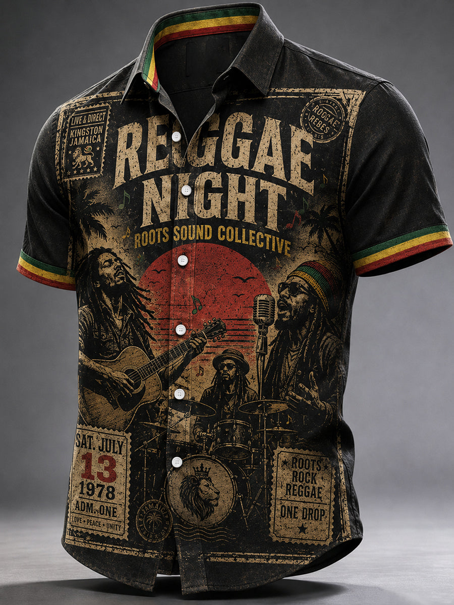 Men's Reggae Casual Shirt Short Sleeve