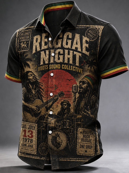 Men's Reggae Casual Shirt Short Sleeve