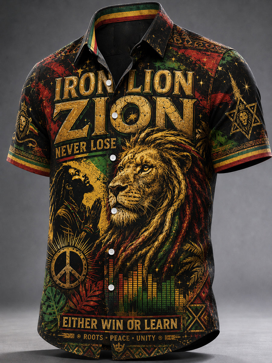 Men's Reggae Casua Shirt Short Sleeve