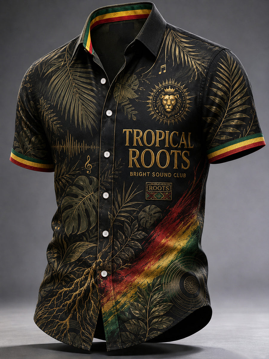 Men's Reggae  Casual Shirt Short Sleeve