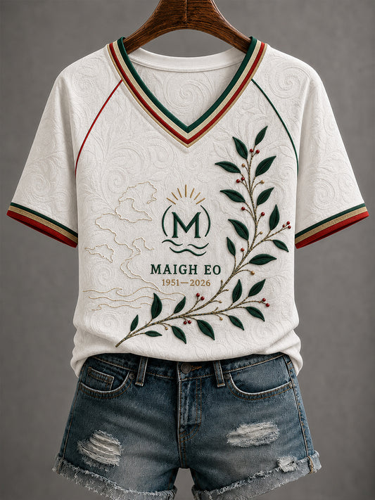 Women's County Mayo Ireland V-Neck Off-Shoulder Short-Sleeved T-Shirt