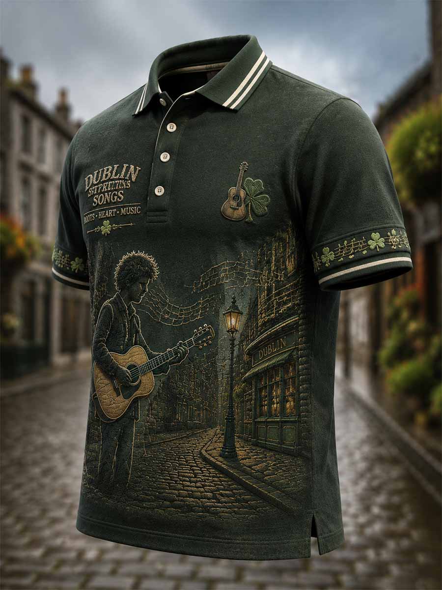 Men's Commemorative Glen Singer Pattern Print Polo Shirt