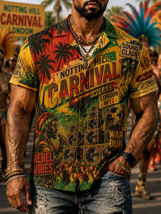Men's Caribbean Carnival Print Casual Shirt