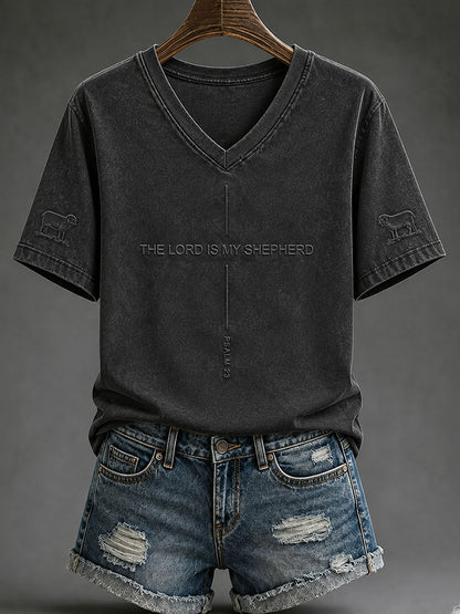 Women's 'The Lord Is My Shepherd' Printed Casual T-Shirt