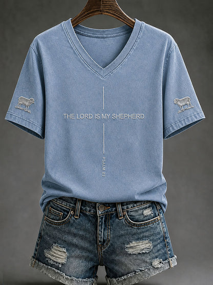 Women's 'The Lord Is My Shepherd' Printed Casual T-Shirt