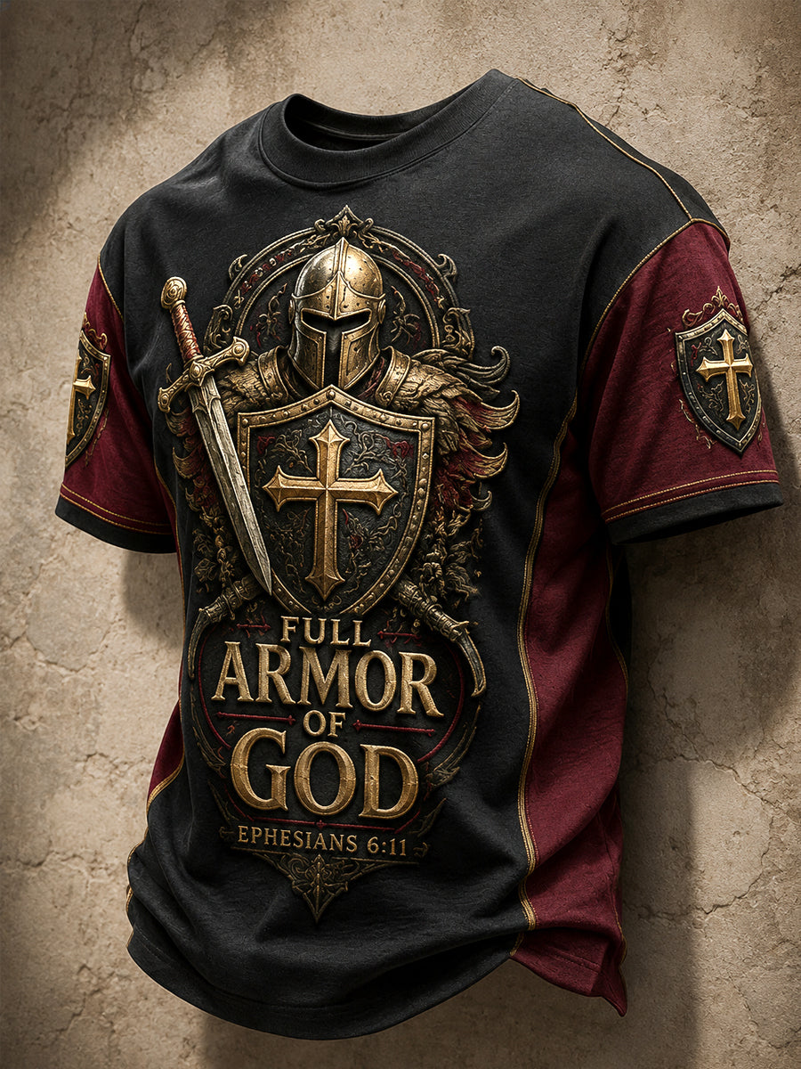 Men's Full Armor Of God Print Casual Tee