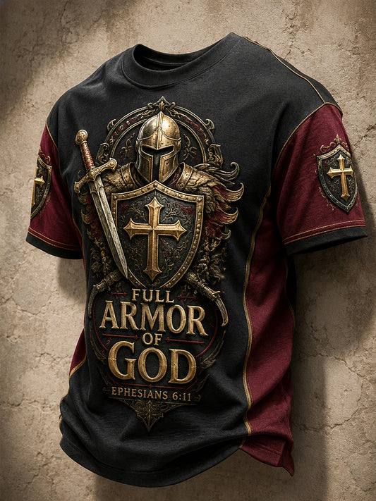 Men's Full Armor Of God Print Casual Tee