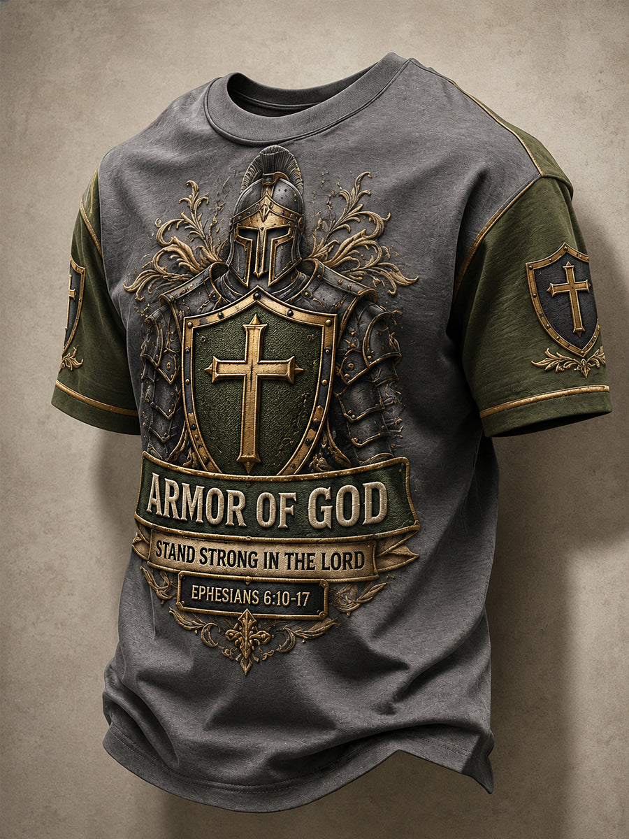 Men's Armor Of God Print Casual Tee