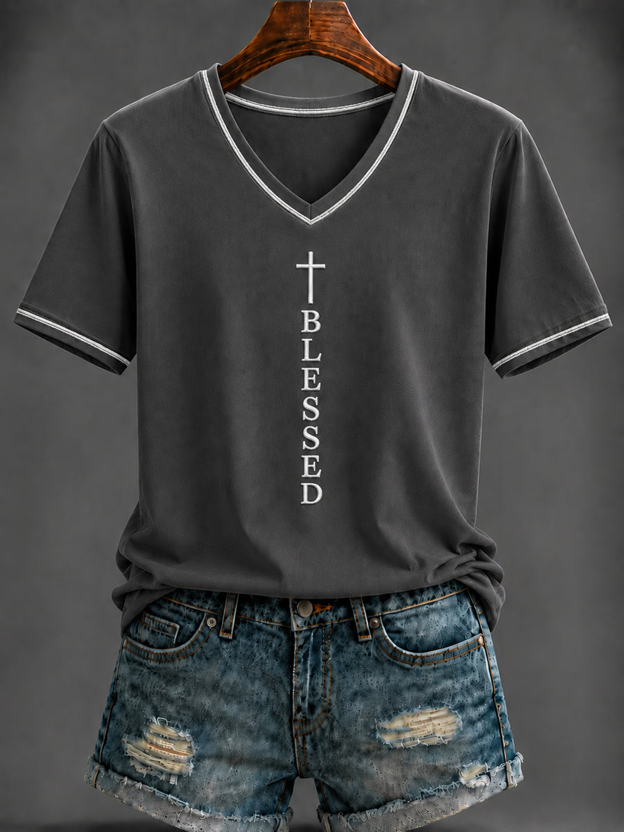 Women's Faith Printed V-neck T-shirt
