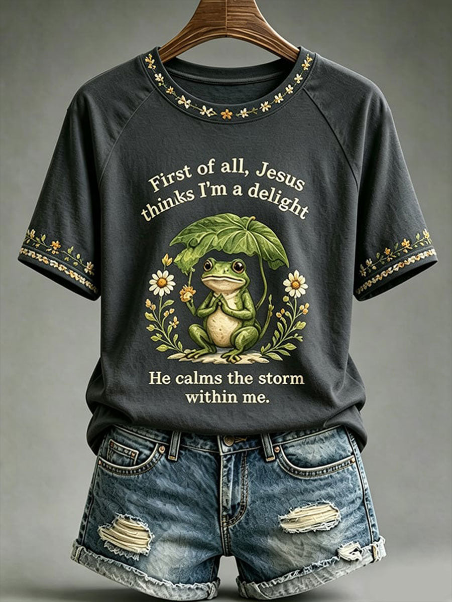 Women's 'Jesus Thinks I'm A Delight' Printed Casual T-Shirt