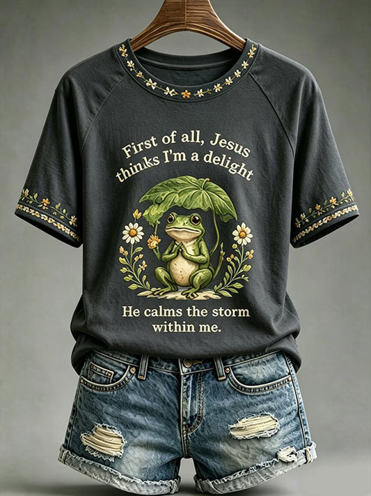 Women's 'Jesus Thinks I'm A Delight' Printed Casual T-Shirt