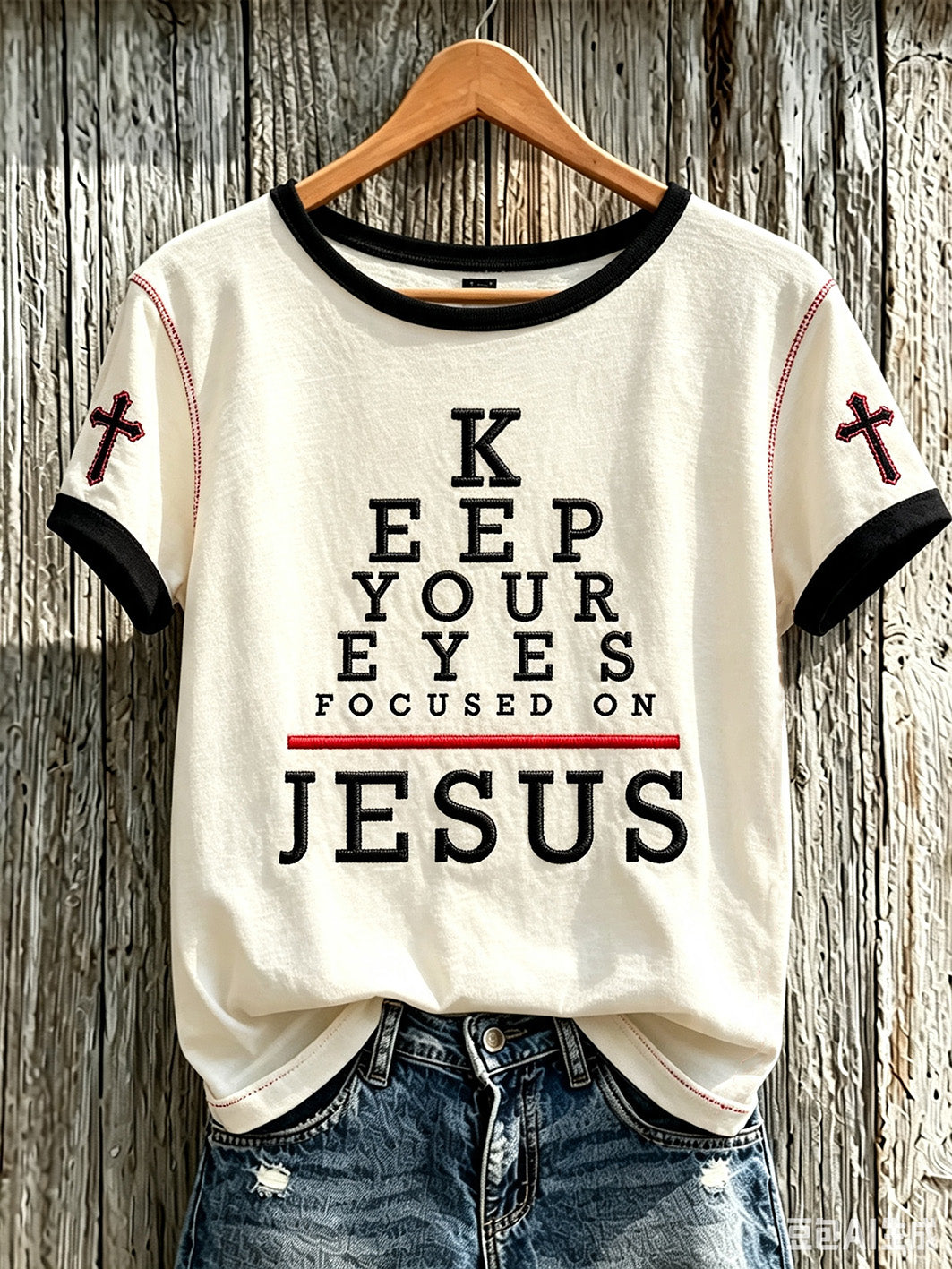 Women's faith-themed fun pattern printed casual short-sleeve T-shirt
