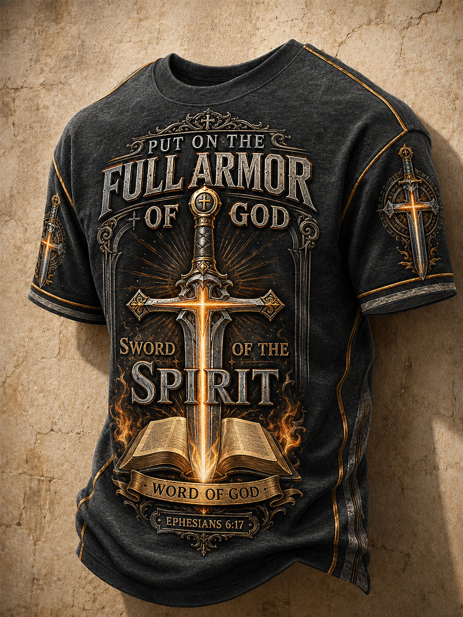 Men's Put On The Full Armor Of God Print Casual Tee