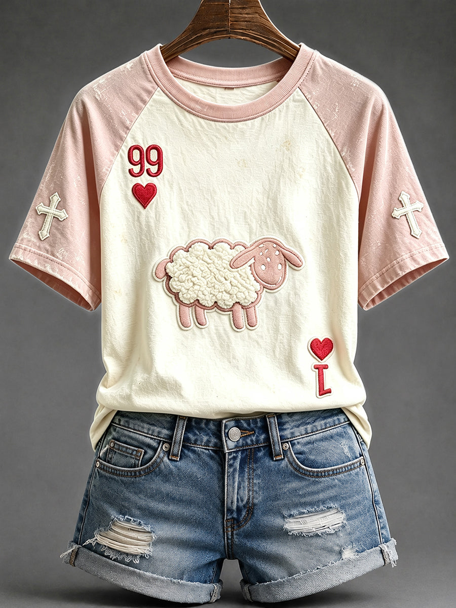 Women's He Left The 99 Playing Card Inspired Faith Print Round Neck Short Sleeve T-shirt