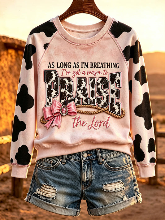 Women's Vintage Western Faith Print Raglan Sleeve Sweatshirt
