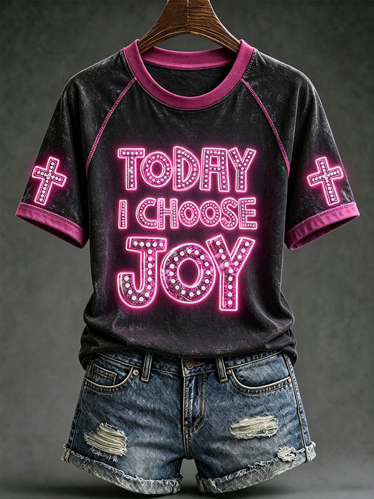Women's faith-themed slogan pattern printed casual short-sleeve T-shirt