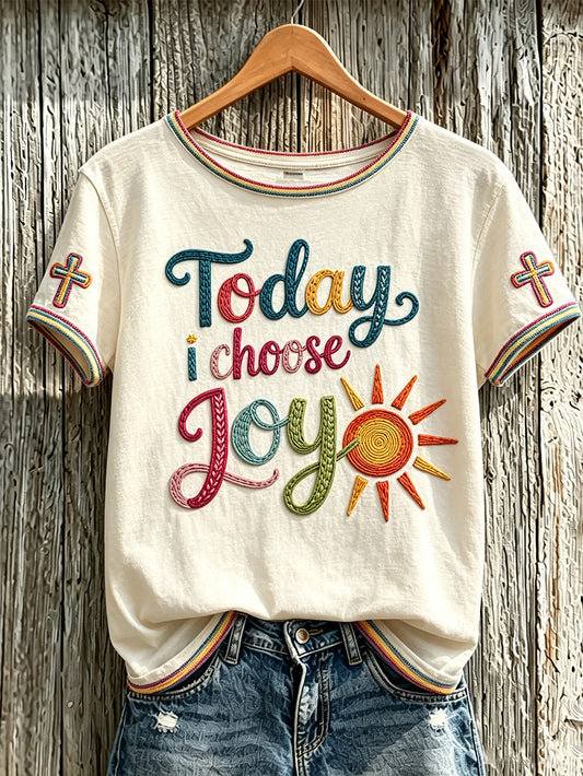 Women's faith-themed slogan pattern printed casual short-sleeve T-shirt