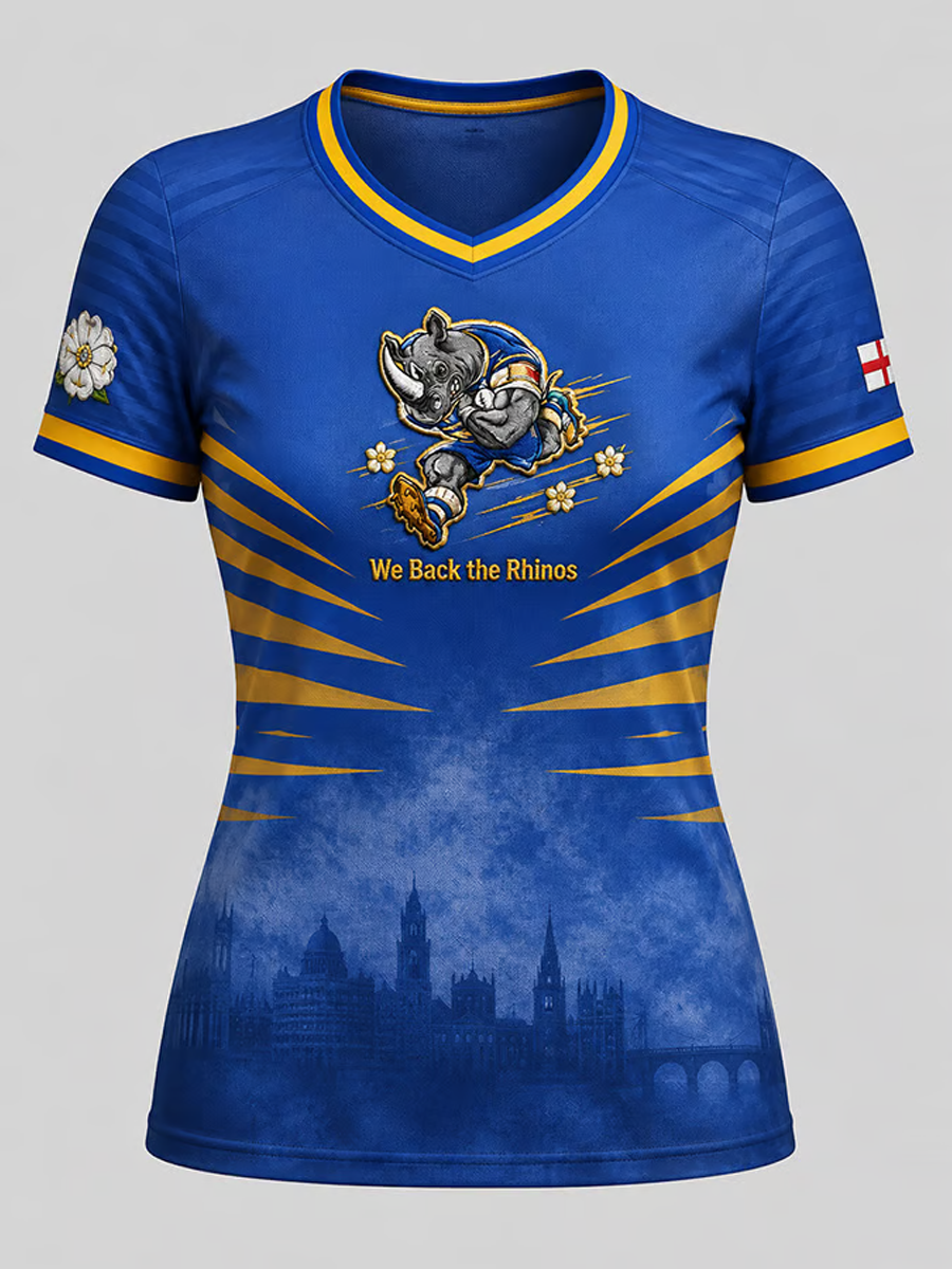 Women's UK rugby lover rhino Printed short-sleeved T-shirt