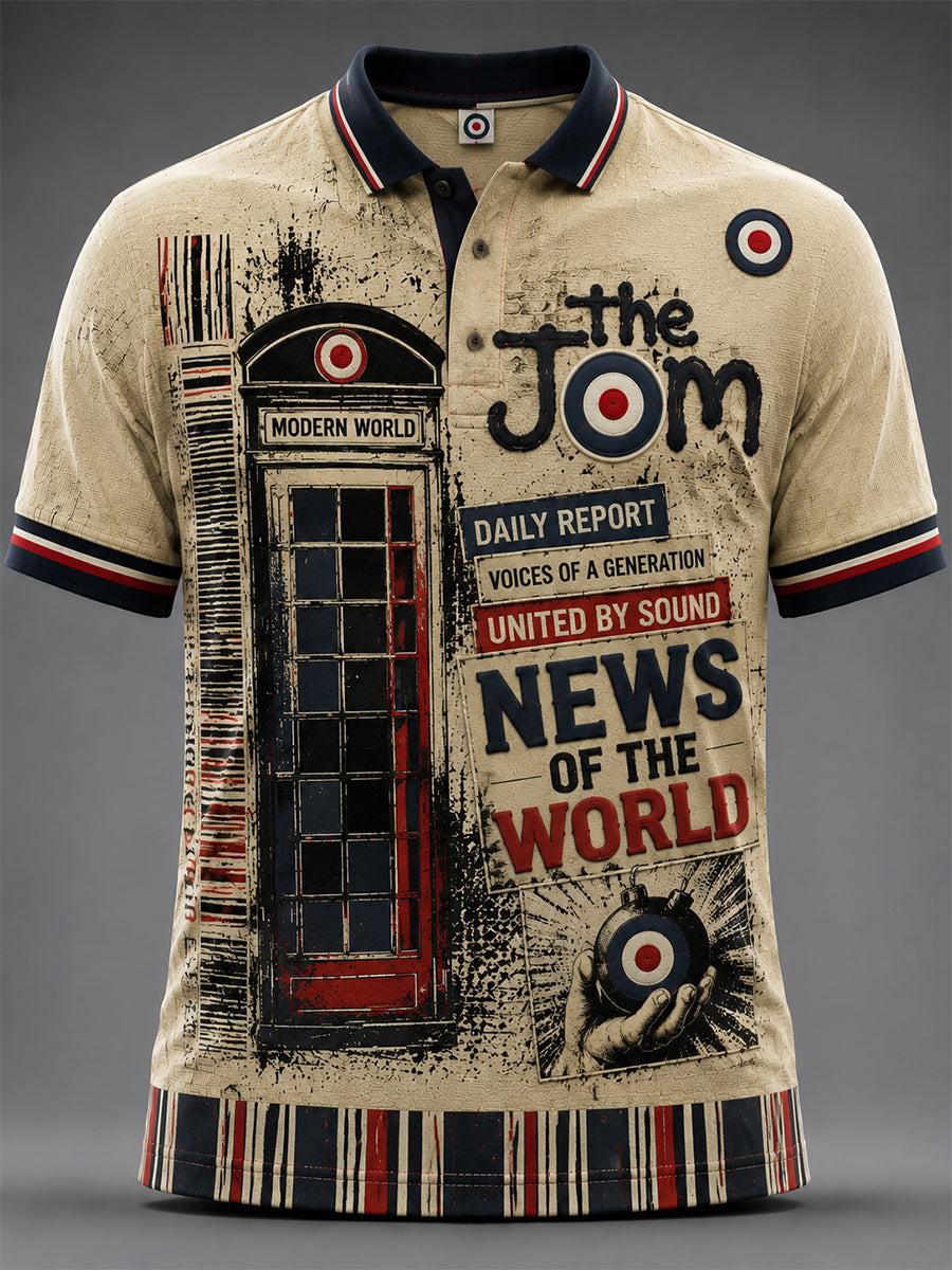 Men's Retro Punk Music The Modfather Paul Weller  Printed Polo Shirt