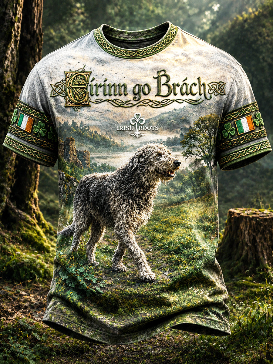 Traditional Irish Dog Print Casual T-shirt