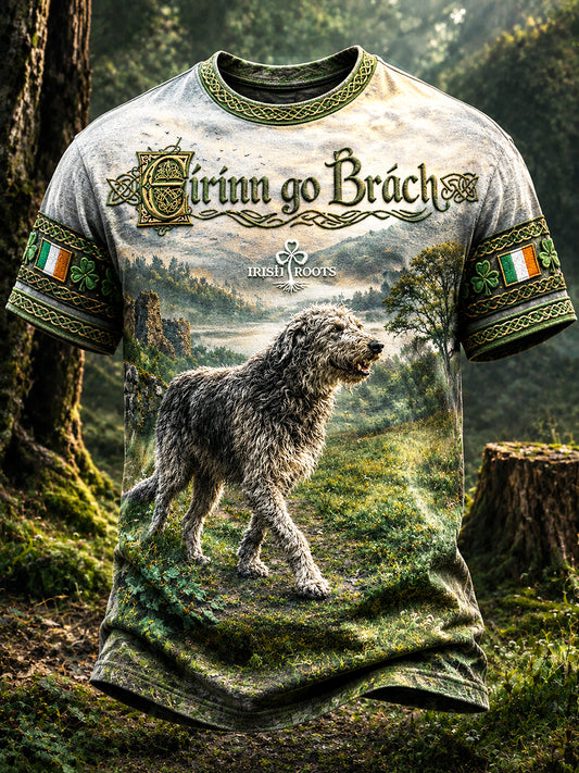 Traditional Irish Dog Print Casual T-shirt