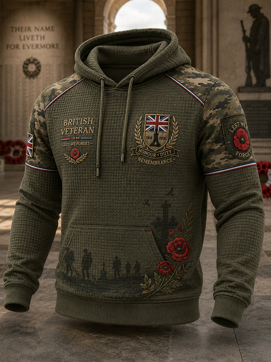 Men's Veteran Memorial Graphic Waffle-Knit Long-Sleeve Sweatshirt