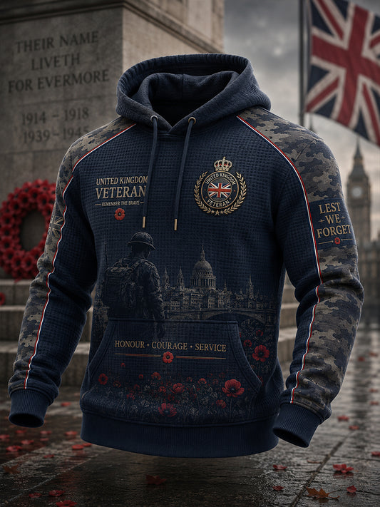 Men's Veteran Memorial Graphic Waffle-Knit Long-Sleeve Sweatshirt