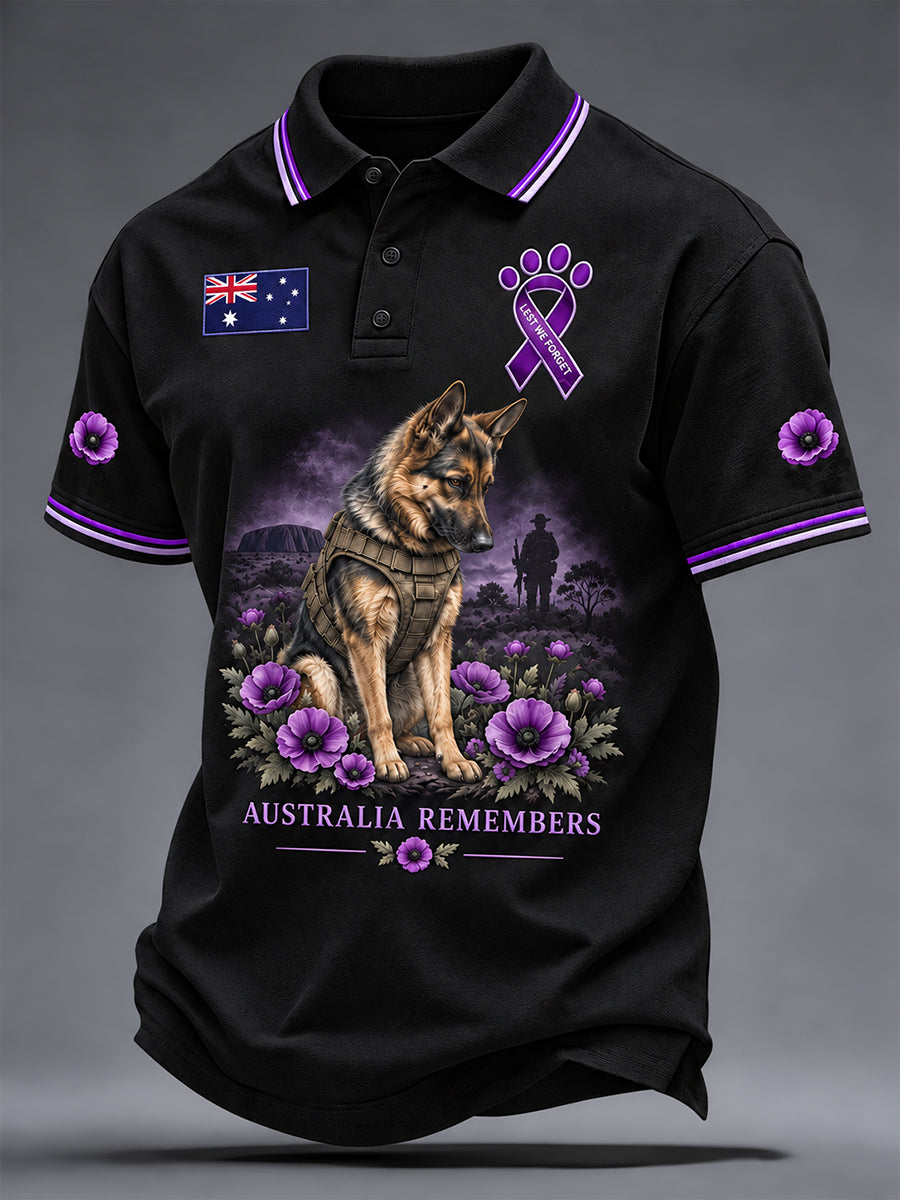 Men's Australian War Animal Memorial For Remembrance Day Short-Sleeved  Shirt