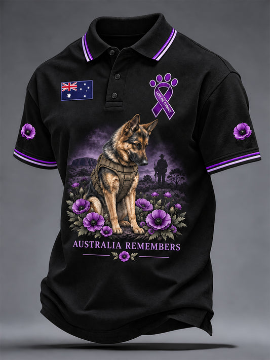 Men's Australian War Animal Memorial For Remembrance Day Short-Sleeved  Shirt