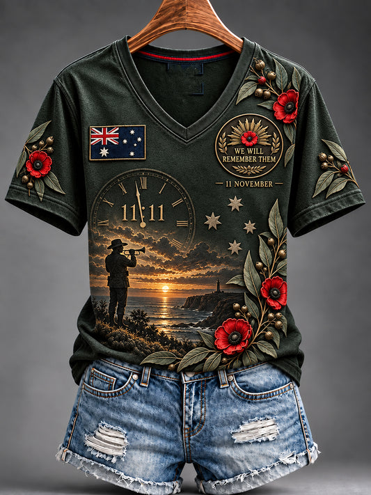 Women's Australian Veterans Remembrance Day Short-Sleeved T-Shirt