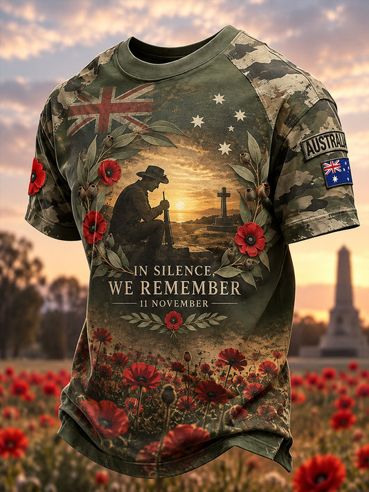 Men's Remembrance Day Commemoration For Veterans In Australia Short Sleeve T-Shirt