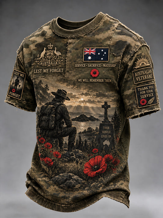 Men's Australian Veteran Remembrance Day Short Sleeve T-Shirt