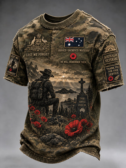 Men's Australian Veteran Remembrance Day Short Sleeve T-Shirt