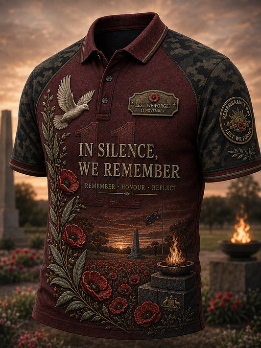 Men's Australia Remembrance Day  Print Polo Shirt
