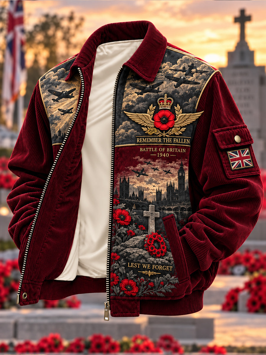 Men's  British Veteran Remembrance Day Corduroy Jacket